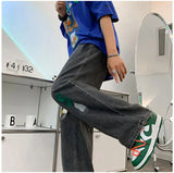 AIDASE  -  Splash Ink Men Baggy Jeans Y2k Denim Trousers Japanese Vintage Doodle Straight Drawstring Jeans Cargo Pants Gothic Streetwear aidase-shop