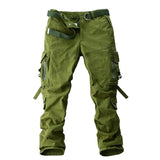 AIDASE  -  Men's Cargo Pants Solid Loose Multi-Pocket Cotton Casual Work Trousers Windproof Safari Style Full Length Pants Without Belt aidase-shop