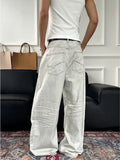 AIDASE  -  Retro American Waed White  Beard Knife  Jeans Men Women Street Loose Versatile Long Pants Casual Cotton Denim Jeans aidase-shop