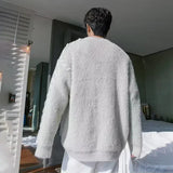 Fleece Sweaters Men Korean Thicken Warm Knitting Autumn Winter Loose Casual Mohair Long Sleeve Pullovers Streetwear aidase-shop