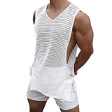 AIDASE  -  Summer Men Tide Fashion Loose Perspective Hollow Out Side Strap Casual Sexy Tank Tops Chic Ins Mesh Streetwear Vest aidase-shop