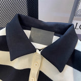 Aidase Vintage Contrast Striped Lapel Shirt Men Women Spring Autumn Hong Kong Style Loose Letter Patch Design Sweatshirt aidase-shop