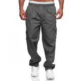 AIDASE  -  Spring Autumn New Fashion Cargo Pants Men Casual Multi Pocket Drawstring Trousers Loose Straight Tube Household All-match Pants aidase-shop