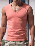 AIDASE  -  Fashion Sleeveless Tee Tops Summer Men Solid Color Casual Tank Top Clothes Mens Loose V Neck Vest Pullovers Male Streetwear aidase-shop