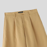AIDASE  -  Men Pants Solid Color Button Loose Casual Wide Leg Trousers Men Streetwear Baggy Fashion Leisure Long Pants S-5XL aidase-shop