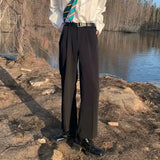 AIDASE  -  Summer Thin Men's Wide Leg Pants Loose Slimming Business Casual Style High Waist Trousers Polyester Blend Four Seasons Wear aidase-shop