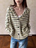 AIDASE  -  American Lazy Sle Hooded Knitted Open Cardigan Men Women Autumn Winter Loose Striped Sweater Jaet Casual Loose Fit aidase-shop