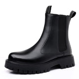 Aidase Brand Classic Black High Top Boots Men High Heel Genuine Leather Ankle Chelsea Boots Men British Style Thick Sole Mid Top Boots aidase-shop