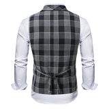 AIDASE  -  Trendy Sleeveless Slim Waistcoats Mens Spring Fashion Lapel Buttoned Plaid Striped Vest Jackets Men Casual Tie-up Suit Coat Male aidase-shop