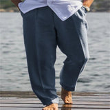 AIDASE  -  Men's Linen Blend Loose Fit Trousers, Casual Solid Color Breathable Outdoor Pants with Slant Pockets aidase-shop