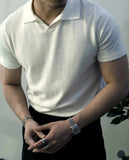 AIDASE  -  Summer Lightweight  Knitted Shirt Short Sleeve Turn-down Collar Men's Business Casual  Color American Retro T-shirt aidase-shop