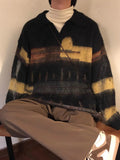 AIDASE  -  Retro American Lazy Sle Knitted Sweater ex Worn Design Loose Casual  Ne Striped Sweater Soft Fine Yarn Long Sve aidase-shop