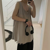 AIDASE  -  Japanese Men's Vest Korean Solid Color Loose Sleeveless Trendy T-shirt Summer Outdoor High Street Style Male Top aidase-shop