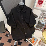 AIDASE  -  Men's Black Long Sleeved Shirts Unique Printed Lapel Tops Featuring A Single Breasted Design Male Clothing