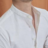 Aidase High Quality Cotton Linen Stand Collar Shirt Men Long Sleeve Blue Green White Breathable Shirt Business British Solid DressTop aidase-shop