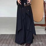 AIDASE  -  Korean Retro Trousers Skirt Solid Button Top Japanese Style New Men Women Irregular Design Pants Oversized Hakama Aesthetic aidase-shop
