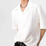 AIDASE  -  Men's Cuban Collar Textured Short Sleeve Shirt Loose Casual Summer Top aidase-shop