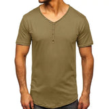 AIDASE  -  V-Ne ort Sve Men's T-irt Slim Fit Casual Daily Wear Youth Faion Basic  Color Top for Men aidase-shop