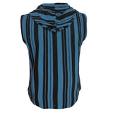 AIDASE  -  Striped Hooded Vest Men Sleeveless Pocket Drawstring Hoodie Tshirts Summer Fashion Outdoor Sports Tank Tops Coat Waistcoat aidase-shop