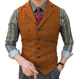 AIDASE  -  Multi Colors Men's Herringbone Tweed Waistcoat with Notched Lapel Vintage Slim Fit Suit Vest for Business Wedding