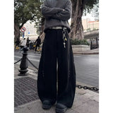 AIDASE  -  American Sle Rivet Deconstructed Knife Casual Pants Men Women Summer High Waist Wide Leg Dra Long Trousers aidase-shop