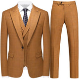 Aidase Fashion New Men Leisure Boutique Business Plaid Striped Suit Vest Pants 3 Pcs Set Casual Dress Blazers Jacket Coat Trosers aidase-shop