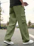 AIDASE  -  Spring Fall Fashion Loose Multi Pockets Cargo Pants Men Streetwear Vintage Trousers Outdoor Casual Solid Color Mens Pants