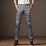AIDASE  -  Open for Men Mens Suit Pants Mens Stretch Skinny Flat Front Casual Slim Fit Business Dress Lattice Pants aidase-shop