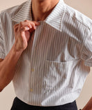 AIDASE  -  Cuban Collar Shirt Men's Short Sleeved High-end Summer Striped Thin Shirt Camisa Social Masculina Stylish Shirts For Men aidase-shop