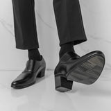 AIDASE  -  Men's High Heel Leather Shoes 5cm Pointed Toe Business Formal Shoes Trendy Hairstylist Style Casual round Toe Leather Shoes aidase-shop