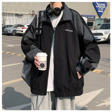 AIDASE  -  Men's Casual Jacket Contrasting Color Retro Streetwear Coat Zip Up Jacket Windbreaker Thin Sports Coats Outdwear Hiking Clothes aidase-shop