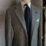 Aidase Houndstooth Business Blazer for Men 2023 Plaid Notched Lapel Suit Jacket Formal Male Fashion Coat aidase-shop