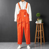 AIDASE  -  Men Y2K Fancy Color Bib Overalls Loose Pockets Cargo Cotton Pants Casual Plus Size Jumpsuits Coveralls aidase-shop