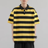 AIDASE  -  Summer Short Sleeve Striped Polos Shirts Men Anti-Wrink Turn Down Collar Casual Polos Male Sports Tees Couple Tops Streetwear aidase-shop