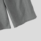 AIDASE  -  Men Pants Button Joggers Oversize Solid Color Casual Calf-length Trousers Men Streetwear Pleated Fashion Wide Leg Pants aidase-shop