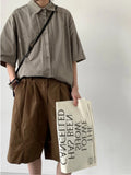 AIDASE  -  Retro ey Brown ort Sve irt ex Summer Loose Fit College Sle Coat Jaet for Men And Women aidase-shop