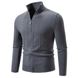 Aidase winter outfits men Winter Zipper Mens Knitted Cardigan Slim Warm Casual Thick Jumper Stand Collar Solid Color Fashion Ropa De Hombre aidase-shop