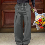 AIDASE  -  Men Pants Solid Color Button Joggers Loose Casual Straight Trousers Men Streetwear Fashion Male Long Pants S-5XL aidase-shop