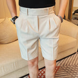 AIDASE  -  New Men Summer Slim-fit British Style Suit Shorts Light Luxury Business Straight-leg Shorts Leisure Button-down Half-pants M-3XL aidase-shop
