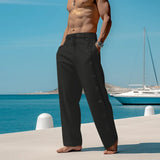 Aidase Cotton Linen Casual Pants For Men Fashion Side Multiple Buttons Loose Straight Trousers Spring Summer Pantalones aidase-shop