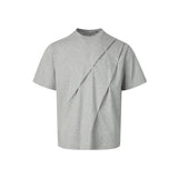 AIDASE  -  New Simple Men's T-shirt Round Collar Short Sleeved Solid Color Casual Tees Pleated Design Loose Male Top Silhouette aidase-shop