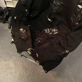 Aidase American New High Street Hole Fake Two Sweaters Y2K Fashion Retro Loose Oversize Double-sided Sweater Tide For Men And Women Top aidase-shop