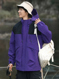Aidase Spring Autumn Casual Jacket Men/Women Korean Fashion Patchwork Outdoor Unisex Couples Loose Coat Hooded Windbreaker Jackets