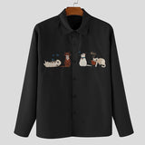 AIDASE  -  Men Shirt Embroidered Lapel Long Sleeve Korean Style Men Clothing Streetwear Loose 2025 Fashion Casual Male Shirts Tops aidase-shop