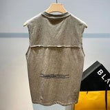 Aidase Fashion O-Neck Spliced Printed Letter sleeveless T-Shirts Men's Clothing 2025 Summer New Loose Korean Tank Tops Casual Tee Shirt