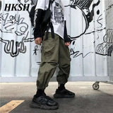 AIDASE  -  Spring Summer New Men's Techwear Overalls Cargo Pants Hip Hop Tide Drawstring Sports Women Wide Leg Pocket Overalls aidase-shop