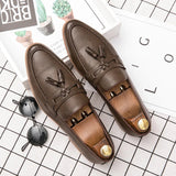 AIDASE  -  Men Shoes Business Fringed Shoes Black Brown Casual Comfortable Flip-top Designer Fashion Leather Shoes Social Shoes Men aidase-shop