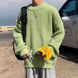 =Aidase Solid Color Basic Thick Line Sweater Male Ins Trend Net Red Multi Color Crewneck Sweater Autumn Winter Loose Pullover Sweater aidase-shop