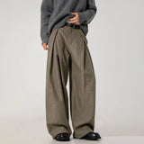 AIDASE  -  Old Fashion A Line Trousers With A Draped Textured Finish; Men's Casual Straight Leg Trousers. Foam aidase-shop
