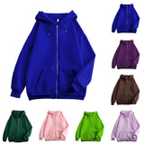 AIDASE  -  Unisex Hooded Sweatshirts Zippered Solid Color Sweatshirts Loose Trendy Couple Hoodie Jackets Comfortable Hoodies for Men aidase-shop